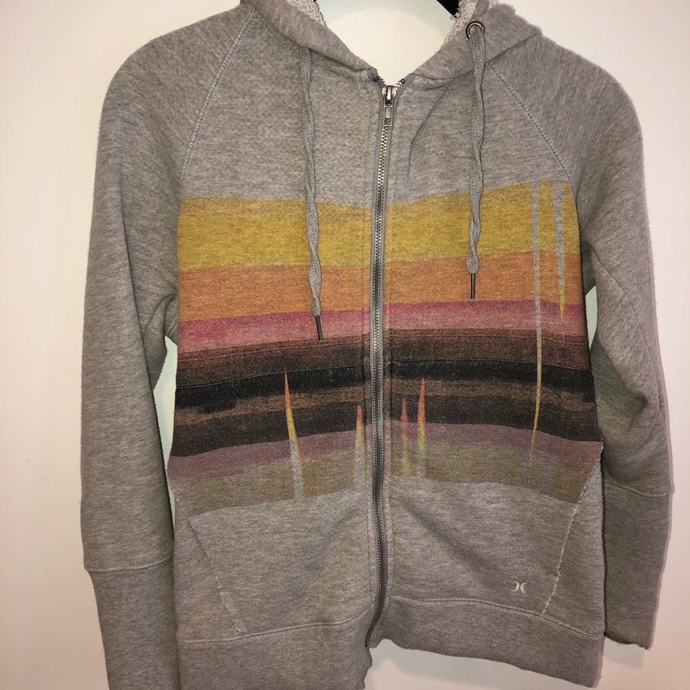 Hurley Grey Zip Up with Angled Back